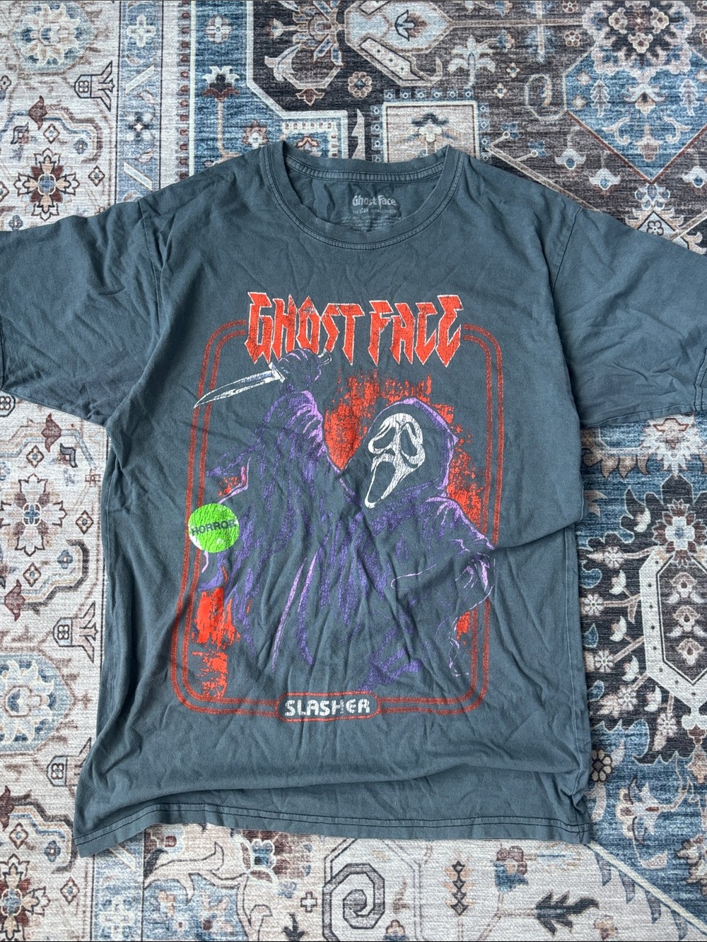 Ghostface horror graphic tee, halloween, icon of halloween